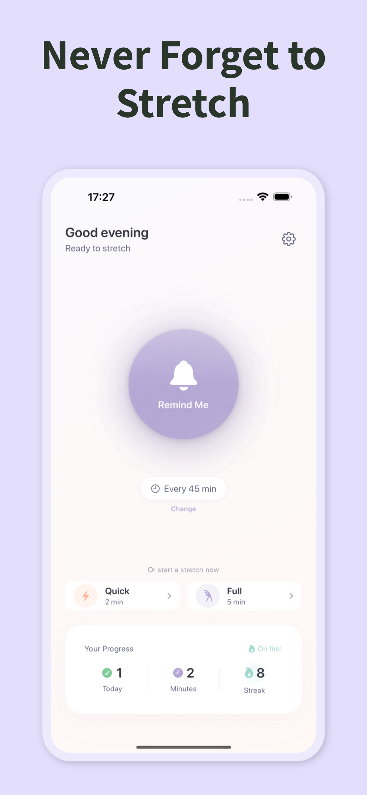 Stretch Break Timer - Never Forget to Stretch - Smart reminders for desk workers