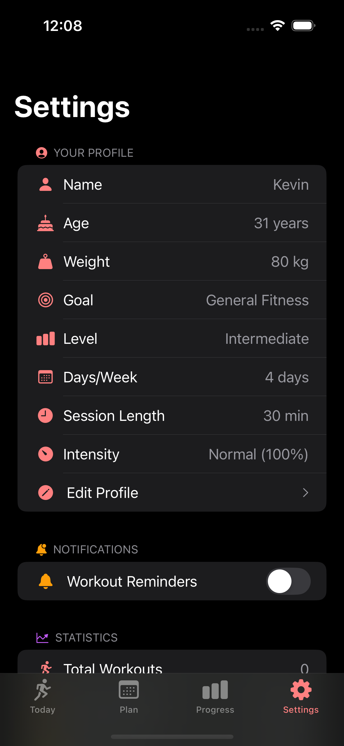 BodyweightPlan - Profile & Settings