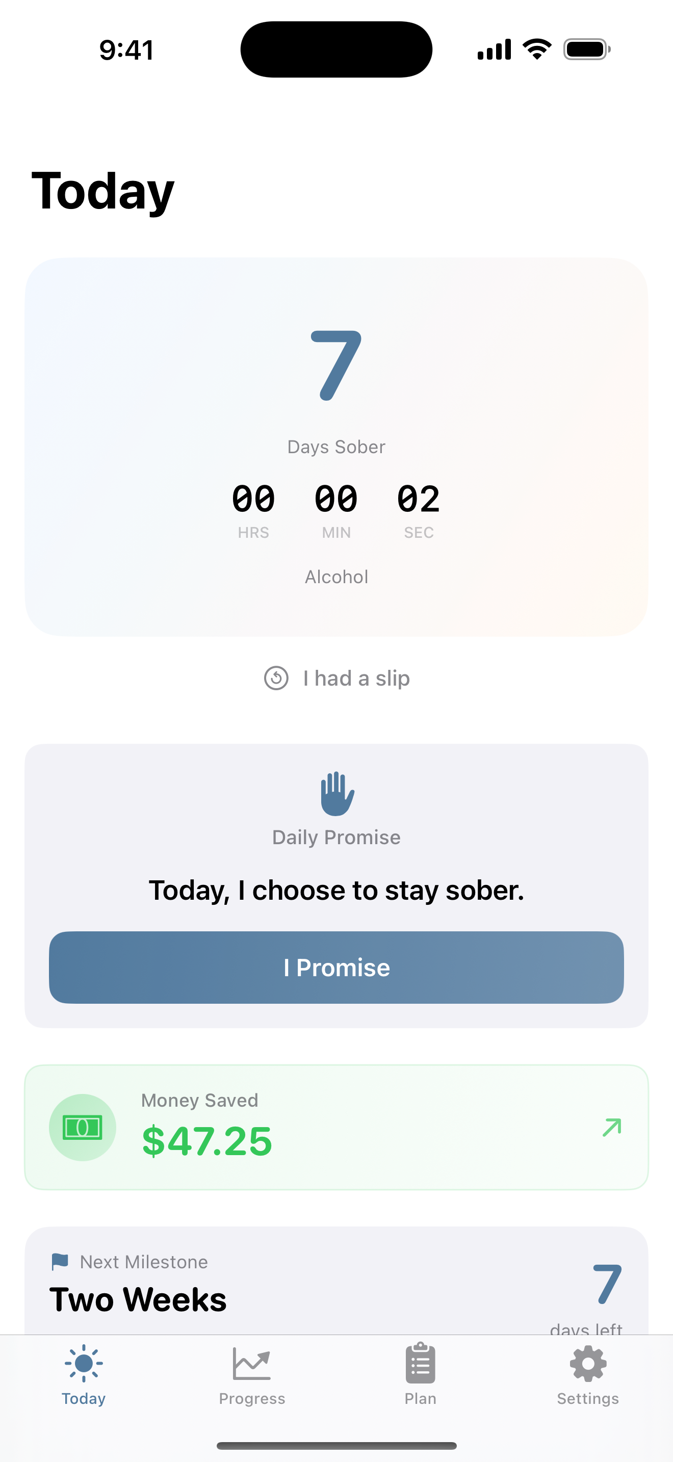 SoberNudge - Daily Promise Commitment