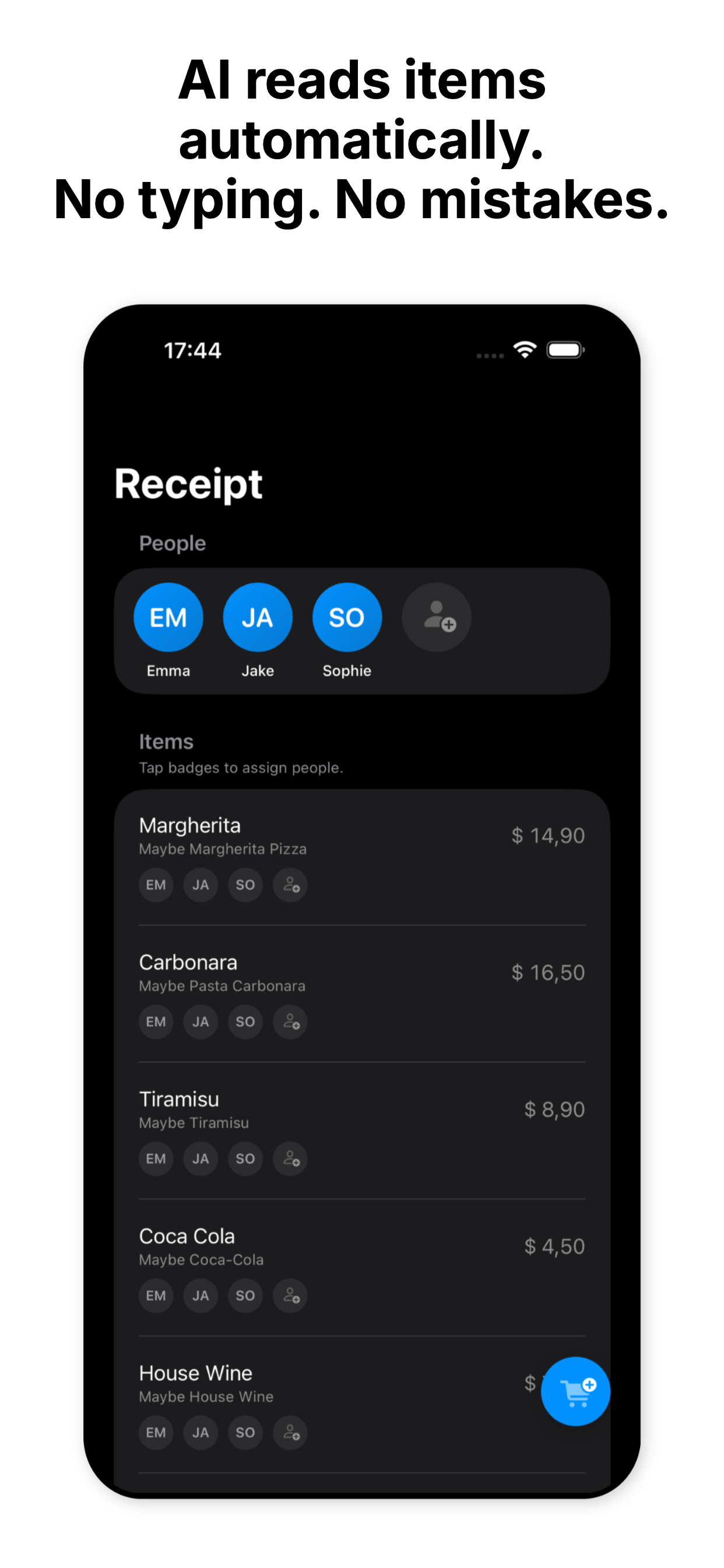 SplitReceipt - AI reads items automatically